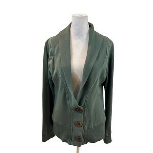 Ladies OmGirl Brand button Front Collared Yoga Top Sage Green Size Small